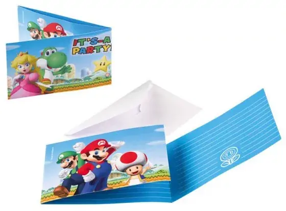 Super Mario Mushroom World Party meghívó 8 db-os Kedvezményes ár