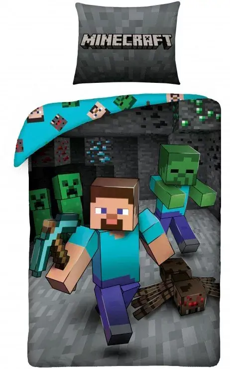 Olcsóbb Minecraft Underground ágyneműhuzat Miner 140×200cm, 70×90 cm