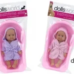 Ellie fürdethető baba káddal - 18 cm, többféle Expressz kézbesítés