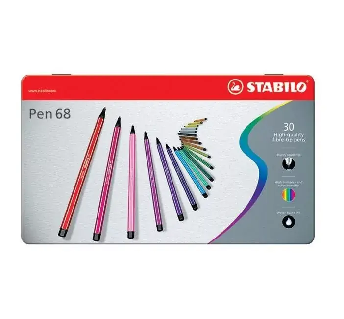 Olcsóbb Filctoll STABILO Pen 68 30 darabos fém dobozban