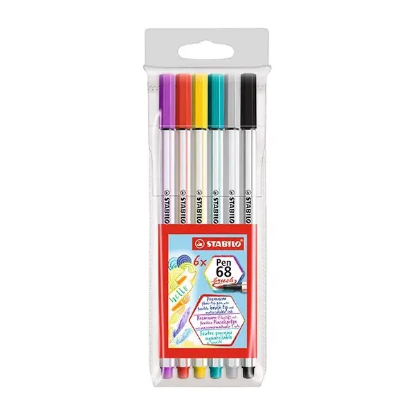 Biztonságos fizetés Ecsetfilc STABILO Pen 68 Brush 6 darabos