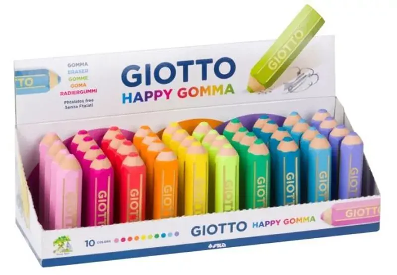 Radír GIOTTO Happy Gomma ceruza formájú élénk színek Biztonságos fizetés
