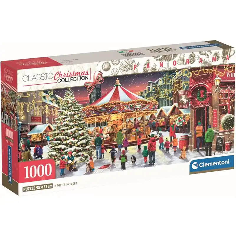 Akció Karácsonyi falu 1000db-os panoráma puzzle - Clementoni