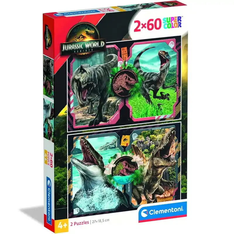Nézd meg most Jurassic World újjászületés 2x60db-os Supercolor puzzle - Clementoni