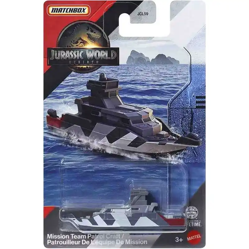 Biztonságos fizetés Matchbox Jurassic World Mission Team Patrol Craft kishajó 1/64 - Mattel