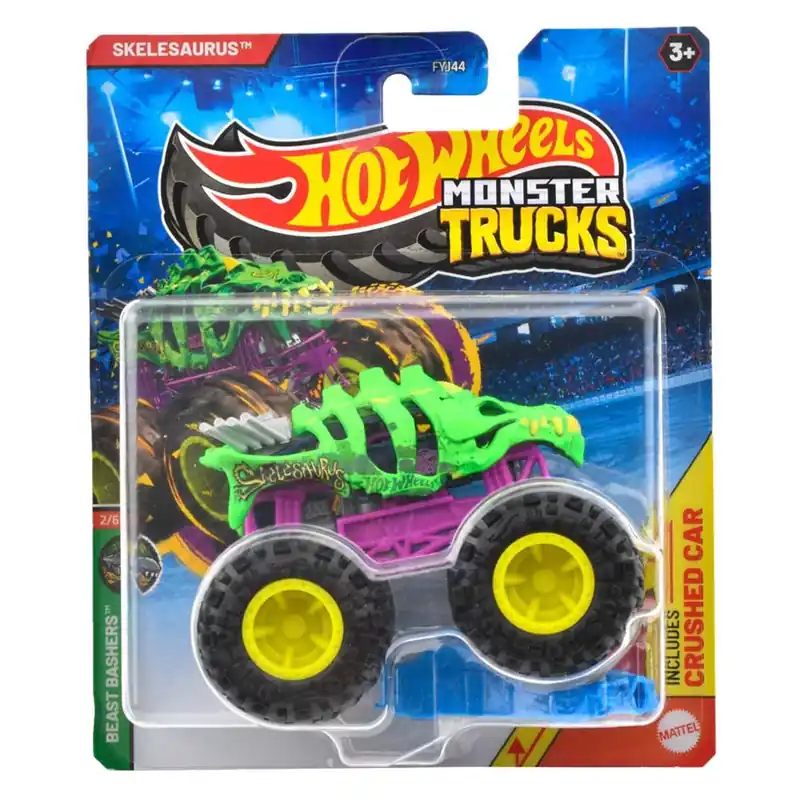 Azonnali szállítás Hot Wheels Monster Trucks Skelesaurus kisautó 1/64 - Mattel