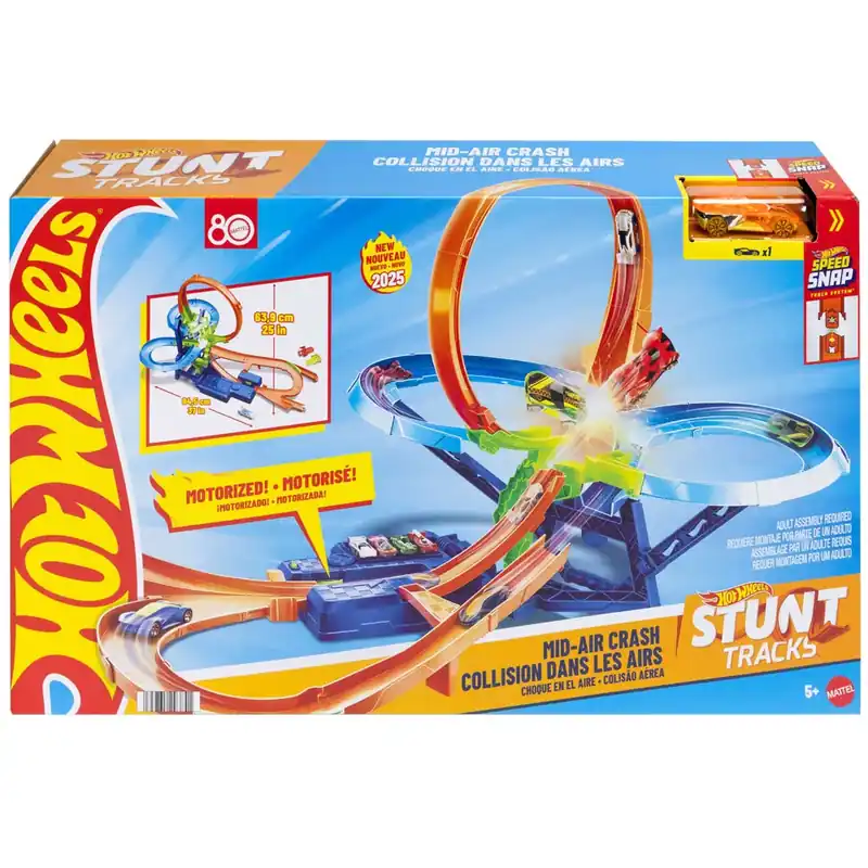 Hot Wheels Stunt Tracks Ütközés a levegőben pályaszett kisautóval – Mattel Outlet