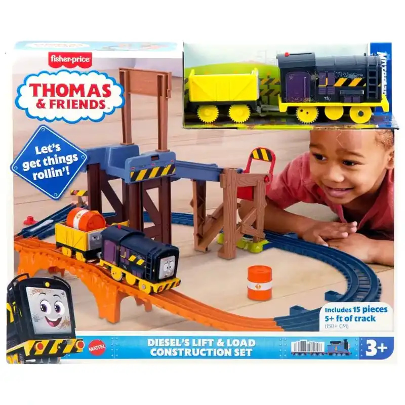 Különleges ajánlat Fisher-Price Thomas és barátai Diesel Lift Load építkezési vasúti pályaszett motorizált vonattal - Mattel