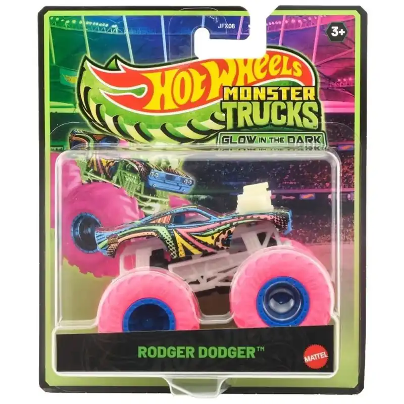 Csak ma Hot Wheels Monster Trucks Rodger Dodger sötétben világító kisautó 1/64 - Mattel