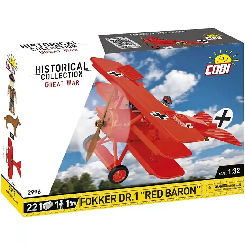 Szuper akció COBI Fokker Dr. I „Vörös báró” építőjáték (2996)