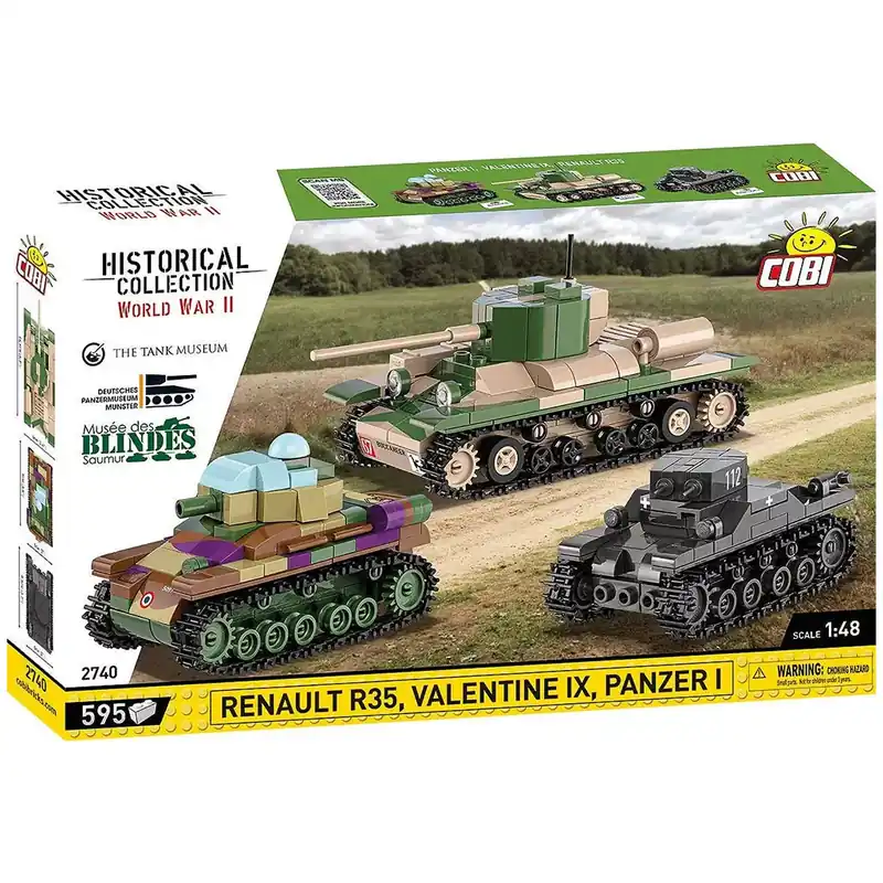 Végkiárusítás COBI Panzer I, Renault R35 és Valentine IX – 3 az 1-ben építőjáték (2740)