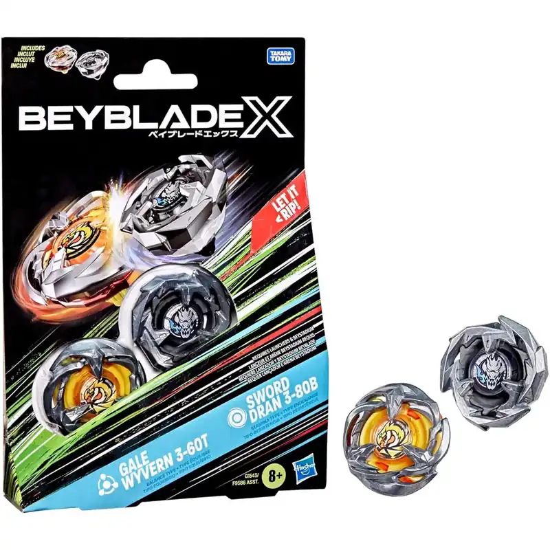 Vásárlói kedvenc Beyblade X Dupla csomag - Gale Wyvern 3-60T Sword Dran 3-80B pörgettyű - Hasbro
