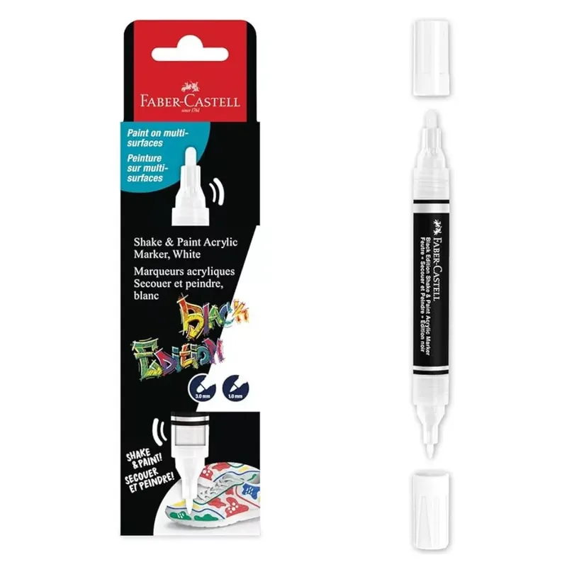 Faber-Castell Black Edition Shake Paint 2 végű 3mm-es és 1mm-es fehér marker Vedd meg online