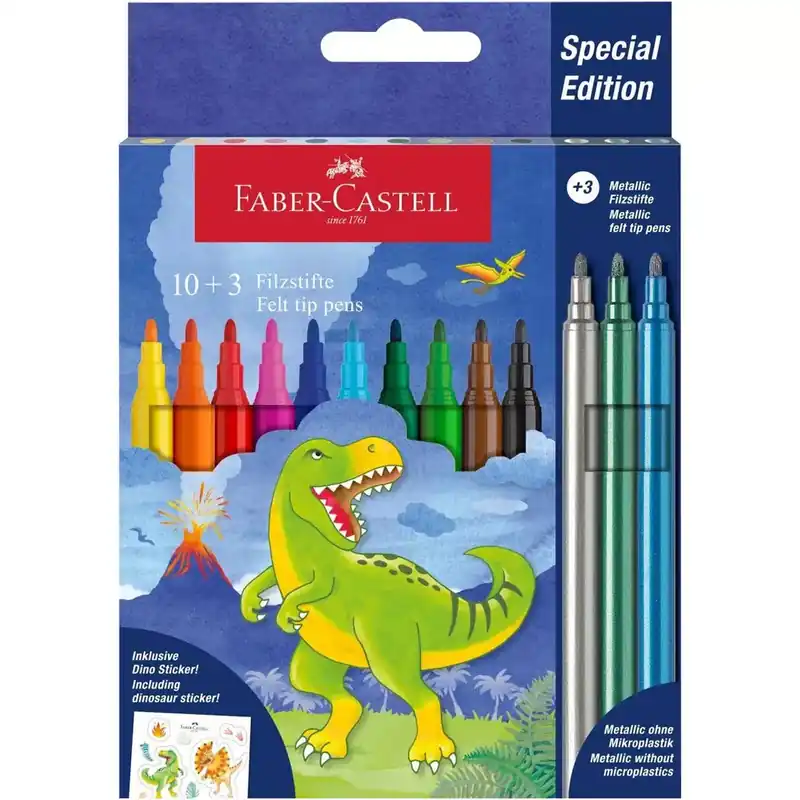 Faber-Castell Dinoszauruszos filctoll 10+3db-os csomag Expressz kézbesítés