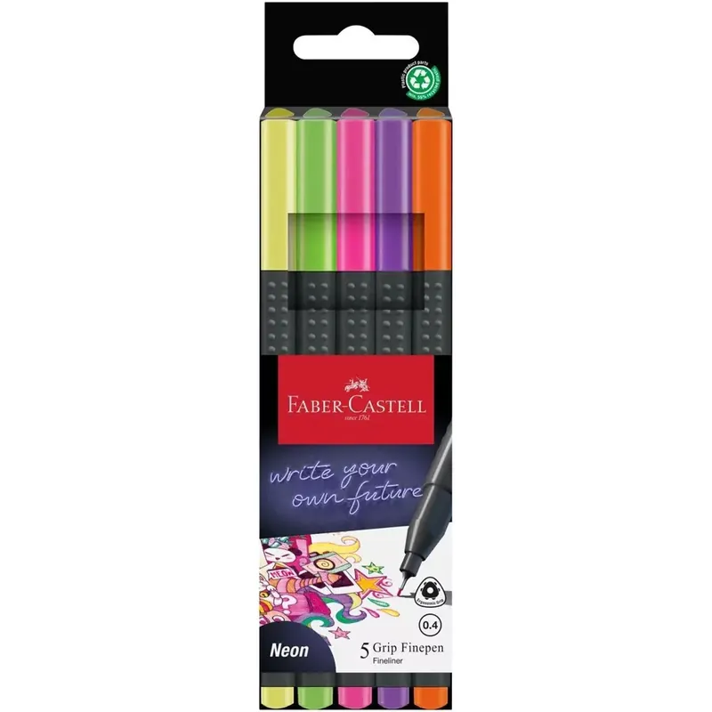 Faber-Castell Grip neon 0,4mm-es tűfilctoll szett 5db-os Exkluzív ajánlat