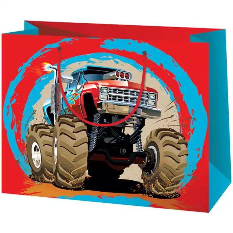 Gyors kiszállítás Cardex Monster Truck autós nagy méretű ajándéktáska 26,7x13,7x33cm