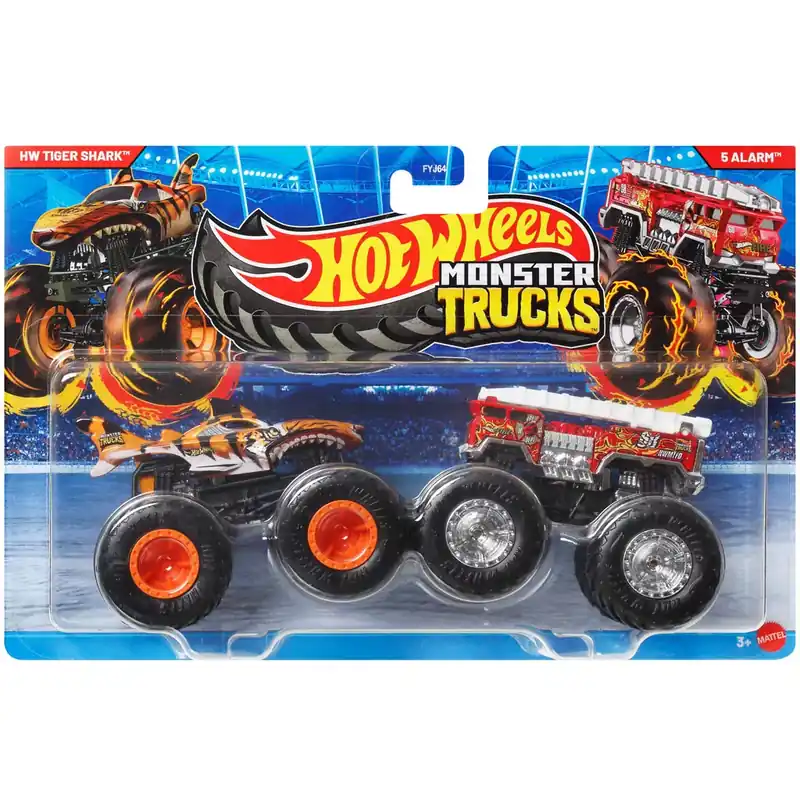 Hot Wheels Monster Trucks HW Tiger Shark vs 5 Alarm kisautó 2db-os csomag 1/64 - Mattel Ne maradj le