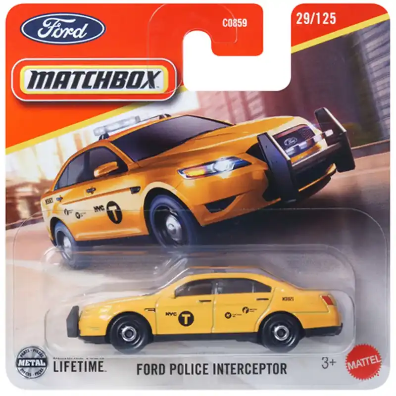 Ajánlat Matchbox Ford Police Interceptor sárga kisautó 1/64 - Mattel