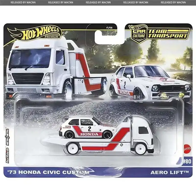 Hot Wheels Aero Lift Prémium autószállító és 73 Honda Civic Custom kisautó 1/64 - Mattel Újdonság