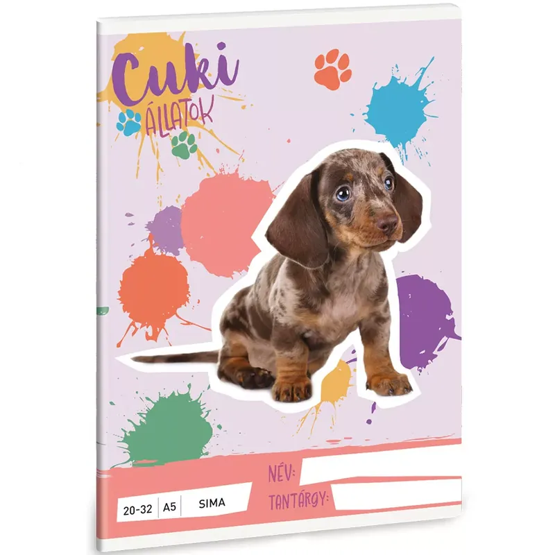 Ars Una Cuki Állatok - Harlekin tacskó sima füzet A/5 20-32 Újdonság