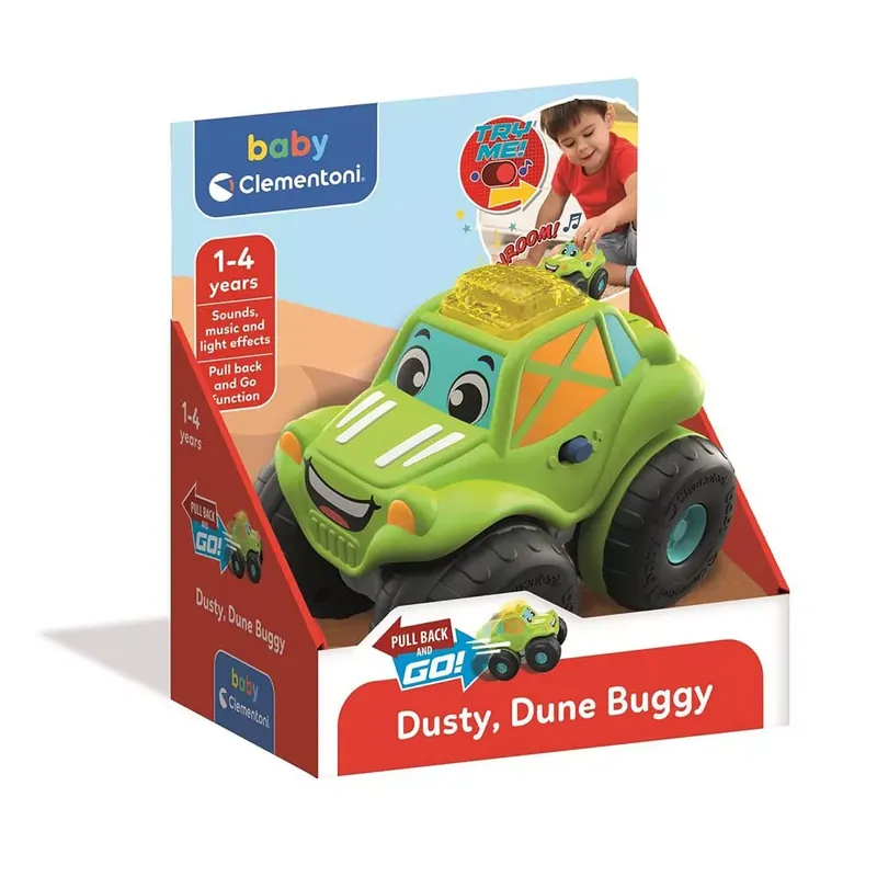 Dusty, hátrahúzós baby dűne buggy hanggal és fénnyel - Clementoni Kedvezmény