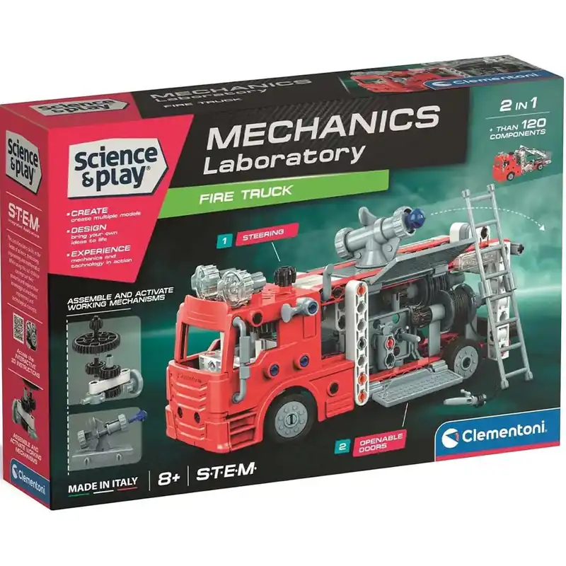 Kiárusítás Science Play Mechanikai műhely - Tűzoltó autó építőkészlet - Clementoni