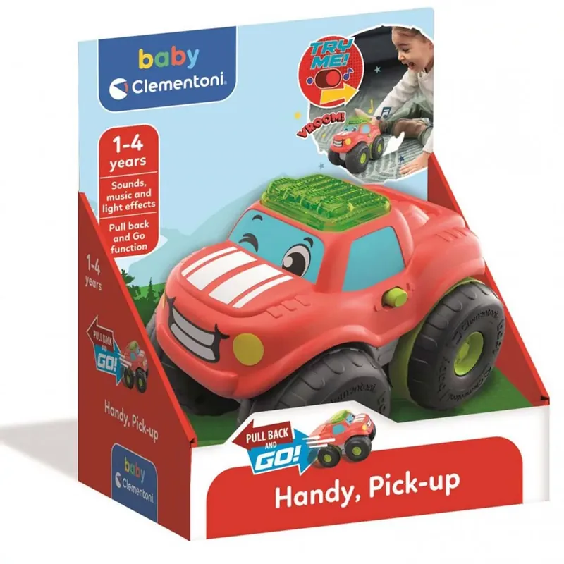 Gyors kiszállítás Handy, hátrahúzós baby pick-up autó hanggal és fénnyel - Clementoni