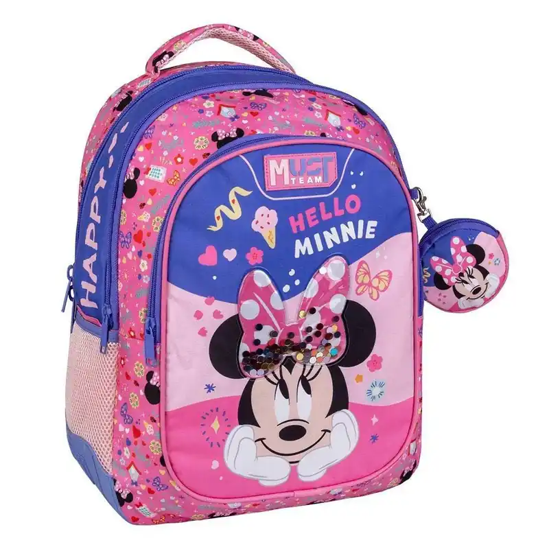 Kihagyhatatlan ajánlat Luna Must Team Hello Minnie egeres lekerekített 3 rekeszes iskolatáska, hátizsák 32x18x43cm