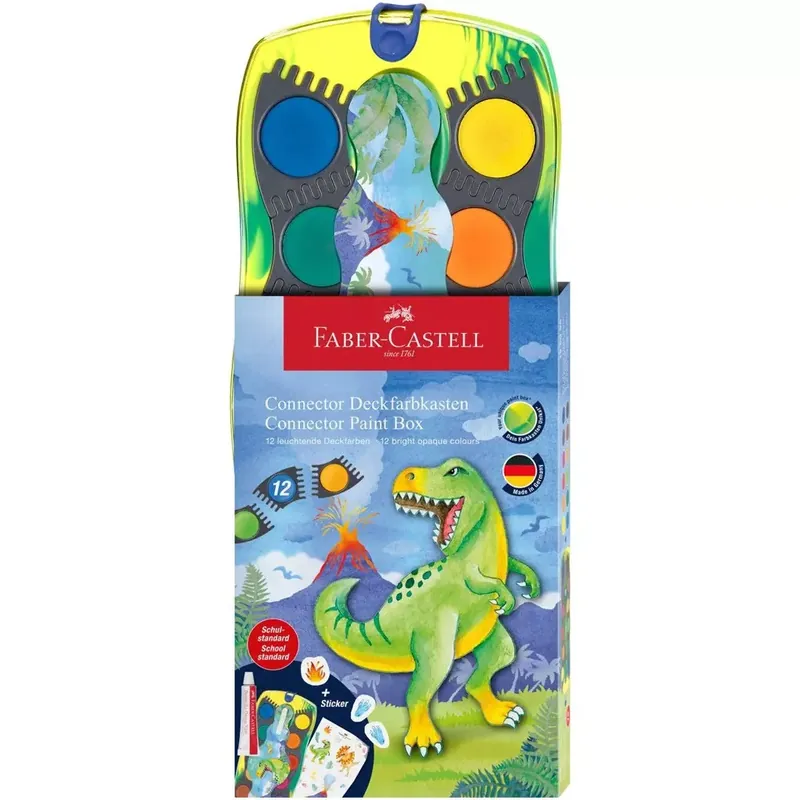 Faber-Castell Connector 12db-os vízfesték készlet összeilleszthető palettákkal, dinoszauruszos Nézd meg most