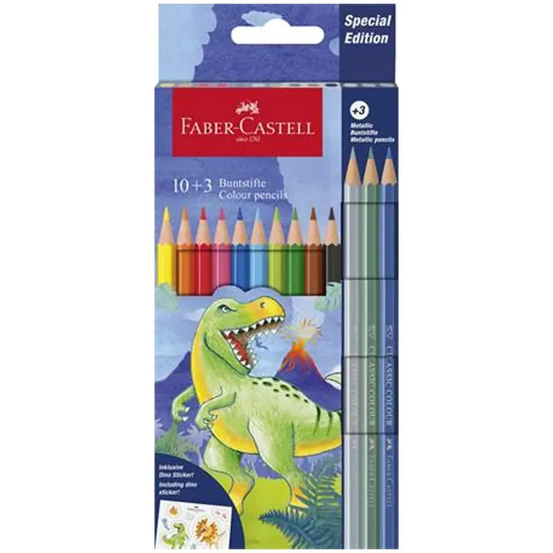 Faber-Castell Dinoszauruszos színes ceruza készlet 10+3db-os csomag Alacsony ár