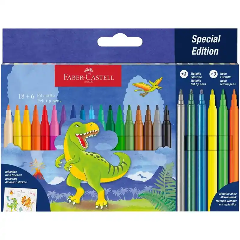 Akció Faber-Castell Dinoszauruszos filctoll készlet 18+6db-os csomag