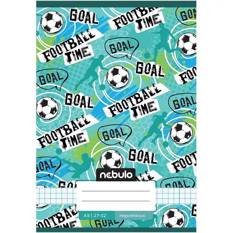 Nebulo Tűzött football time feliratos kockás füzet 27-32 A/5 Szuper akció