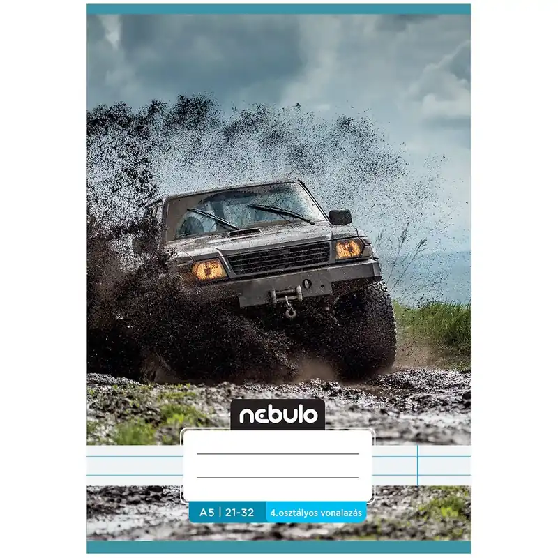 Nebulo Tűzött 4. osztályos off road terepjáró mintás vonalas füzet 21-32 A/5 Exkluzív ajánlat