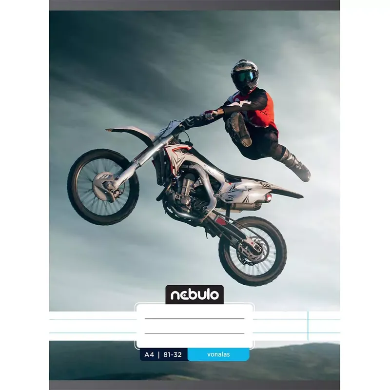 Nebulo Tűzött vonalas motocross mintás füzet 81-32 A/4 Különleges ajánlat