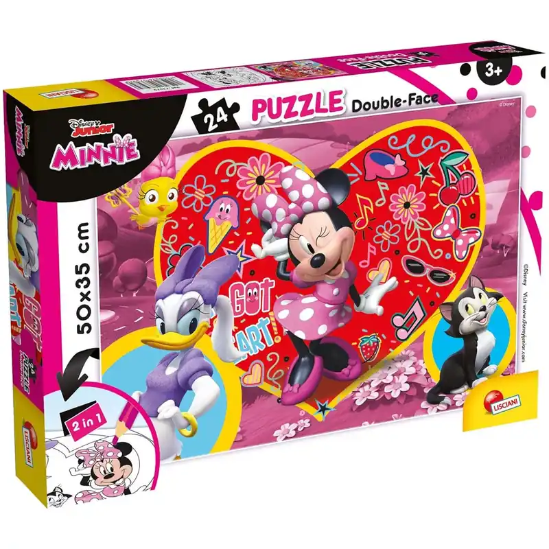 Azonnali szállítás Minnie egér 2 az 1-ben 24db-os puzzle és színező 50x35cm - Lisciani