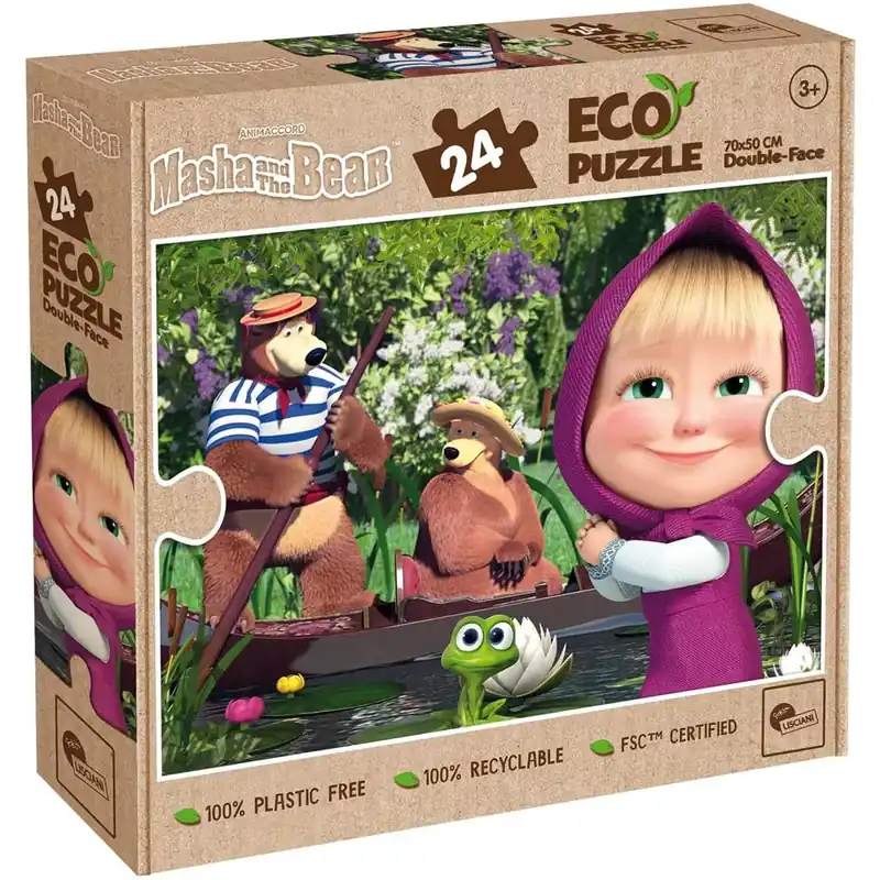 Bestseller Mása és a medve a tavon 2 az 1-ben 24db-os Eco maxi puzzle és színező 70x50cm - Lisciani