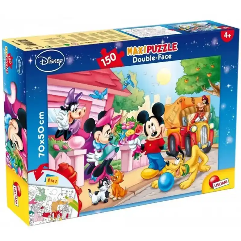 Újdonság Mickey egér és barátai 2 az 1-ben 150db-os puzzle és színező 70x50cm - Lisciani