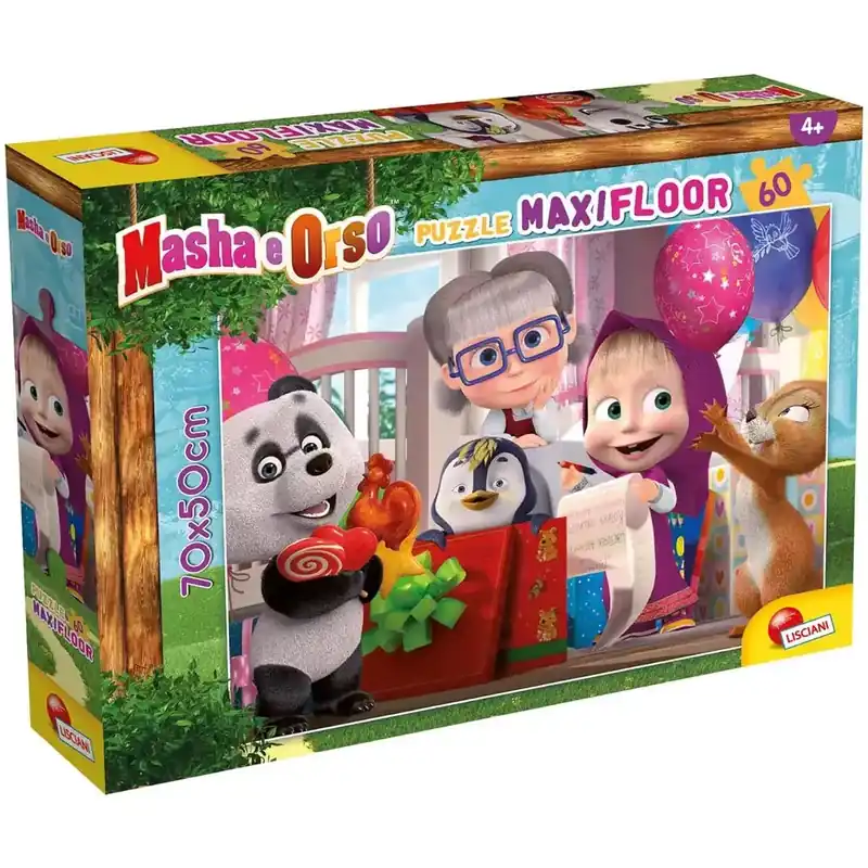 Mása és a medve meglepetés buli 60db-os maxi padló puzzle 70x50cm - Lisciani Kedvezmény