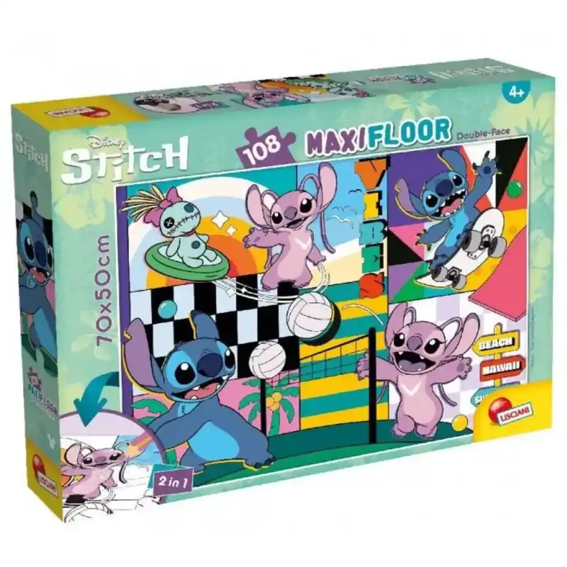 Stitch 2 az 1-ben 108db-os puzzle és színező 70x50cm - Lisciani Expressz szállítás