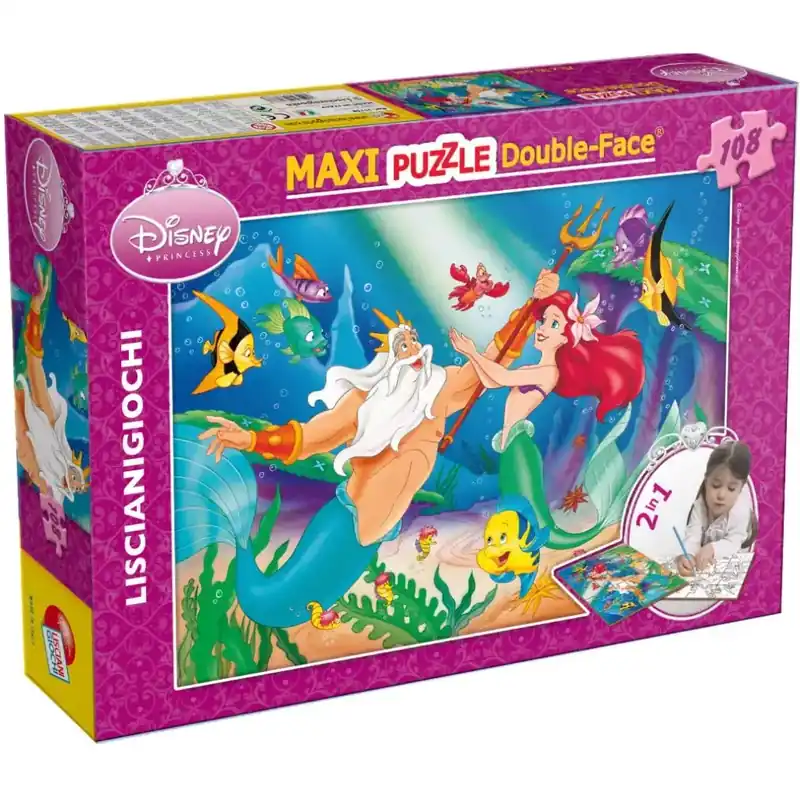 Ariel a kis hableány 2 az 1-ben 108db-os puzzle és színező 70x50cm - Lisciani Outlet
