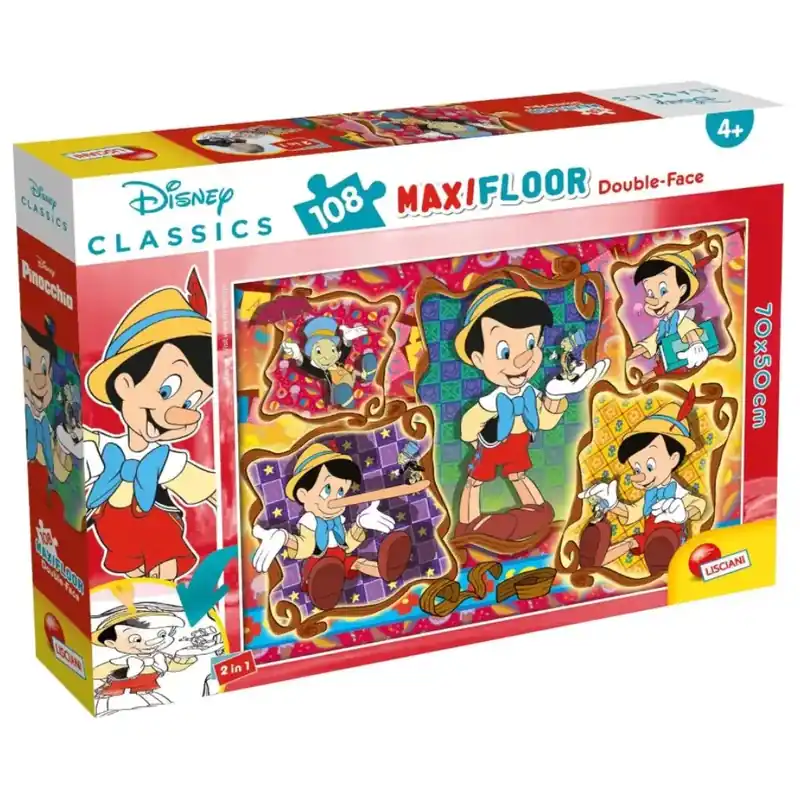Pinokkió 2 az 1-ben 108db-os puzzle és színező 70x50cm - Lisciani Biztonságos fizetés