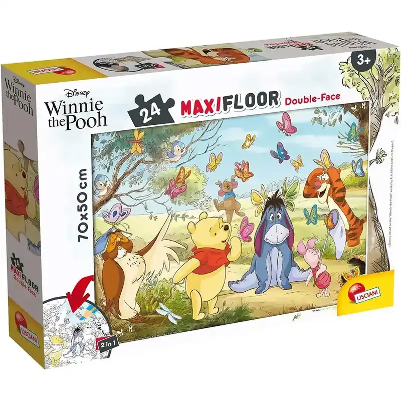 Azonnal elérhető Micimackó 2 az 1-ben maxi 24db-os puzzle és színező 70x50cm - Lisciani