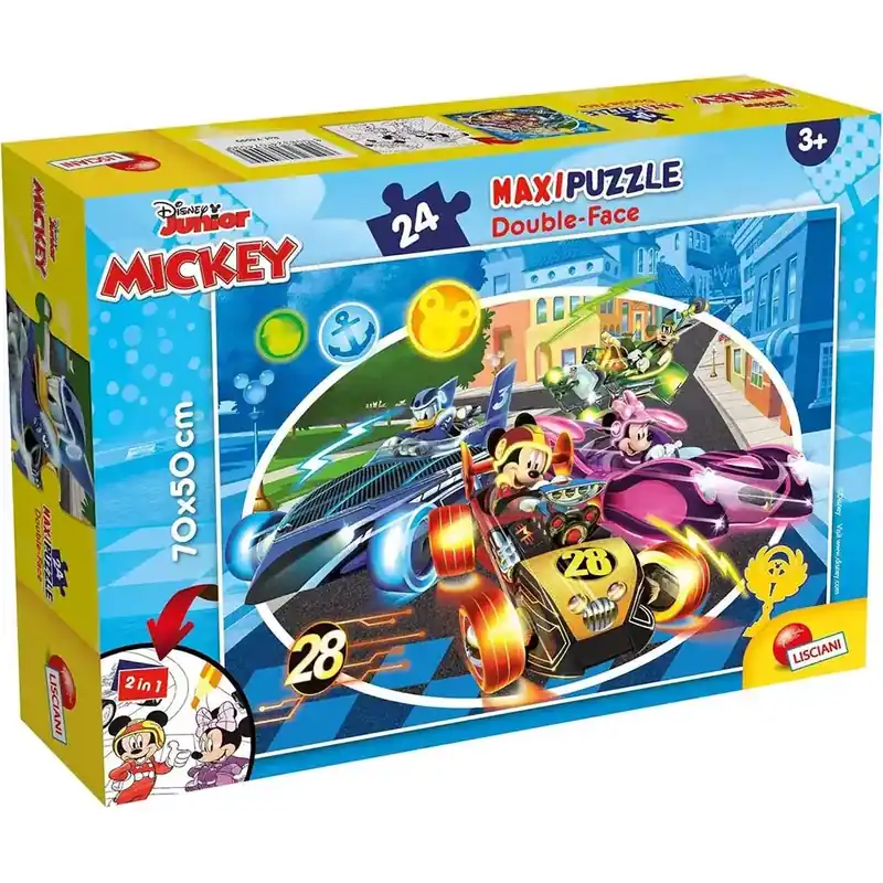 Legkelendőbb Mickey egér 2 az 1-ben maxi 24db-os puzzle és színező 70x50cm - Lisciani