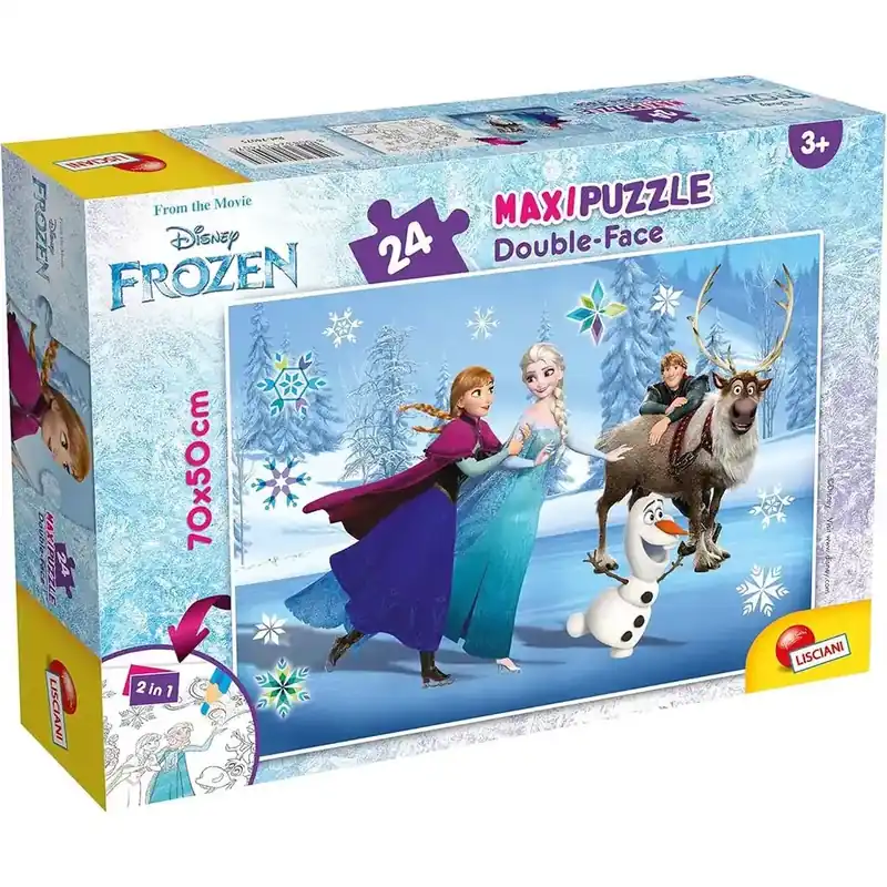 Azonnali szállítás Jégvarázs 2 az 1-ben maxi 24db-os puzzle és színező 70x50cm - Lisciani