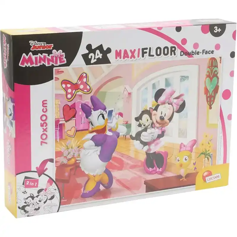 Akciós ár Minnie egér 2 az 1-ben maxi 24db-os puzzle és színező 70x50cm - Lisciani