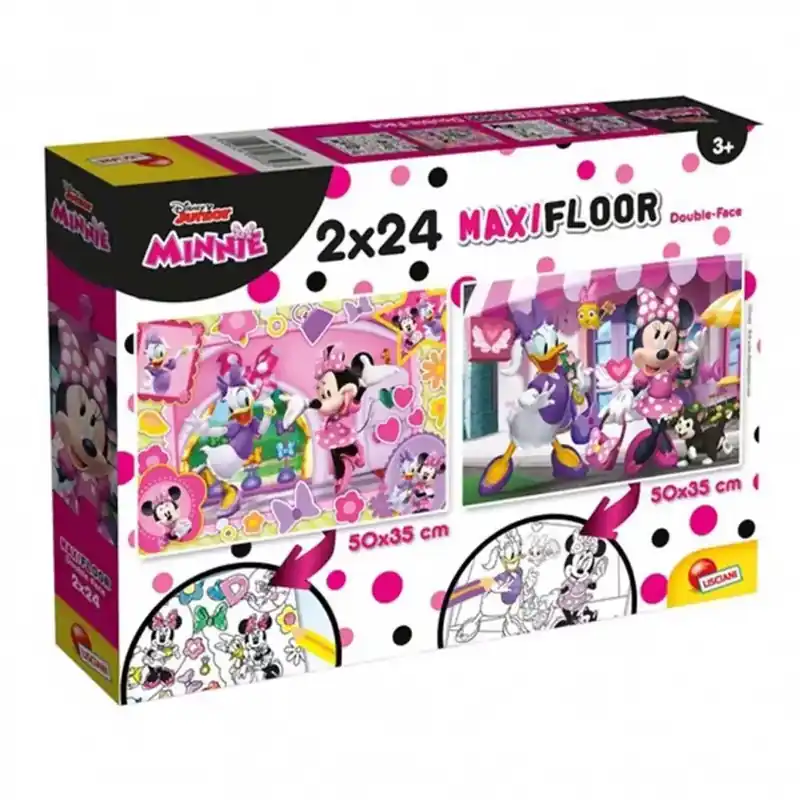 Szuper akció Minnie egér 2 az 1-ben maxi 2x24db-os puzzle és színező 50x35cm - Lisciani