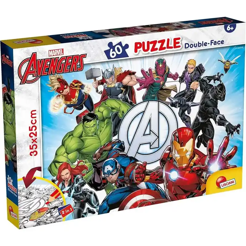 Legkelendőbb Bosszúállók 2 az 1-ben 60db-os puzzle és színező 35x25cm - Lisciani