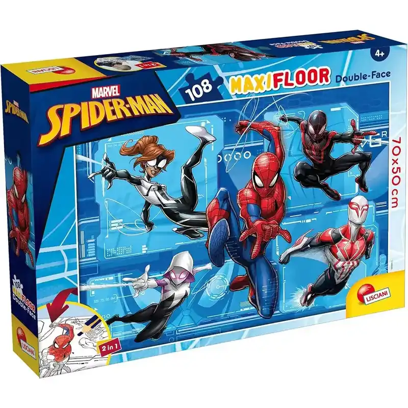 Exkluzív ajánlat Pókember 2 az 1-ben maxi 108db-os puzzle és színező 70x50cm - Lisciani