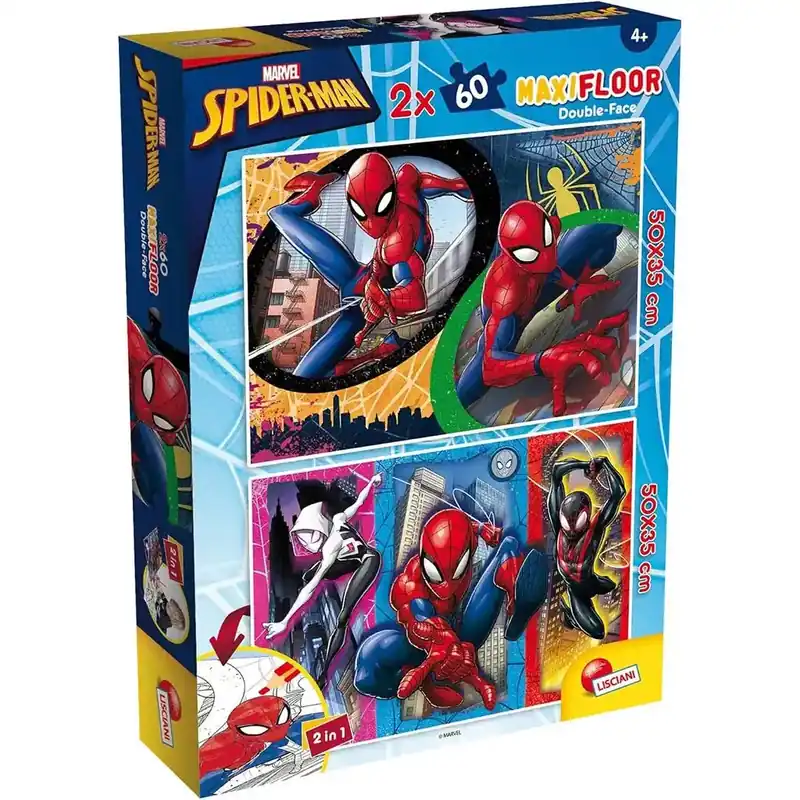 Pókember 2 az 1-ben maxi 2x60db-os puzzle és színező 50x35cm - Lisciani Akció