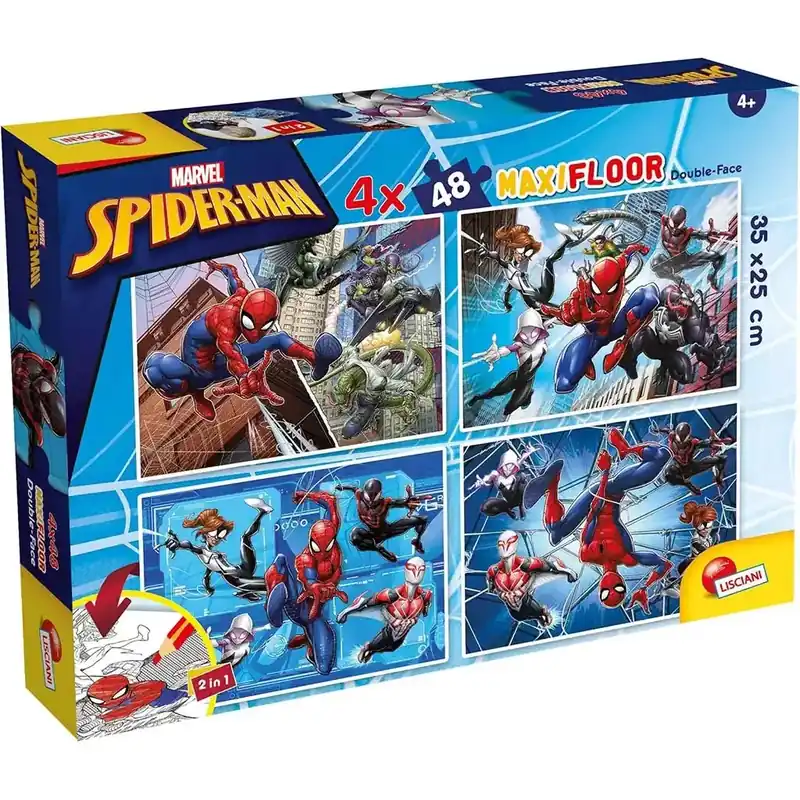 Pókember 2 az 1-ben maxi 4x48db-os puzzle és színező 35x25cm - Lisciani Szezonális akció
